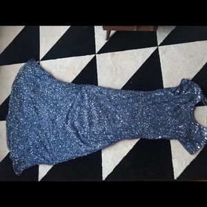 Stunning fit and flair ocean blue sequin dress!